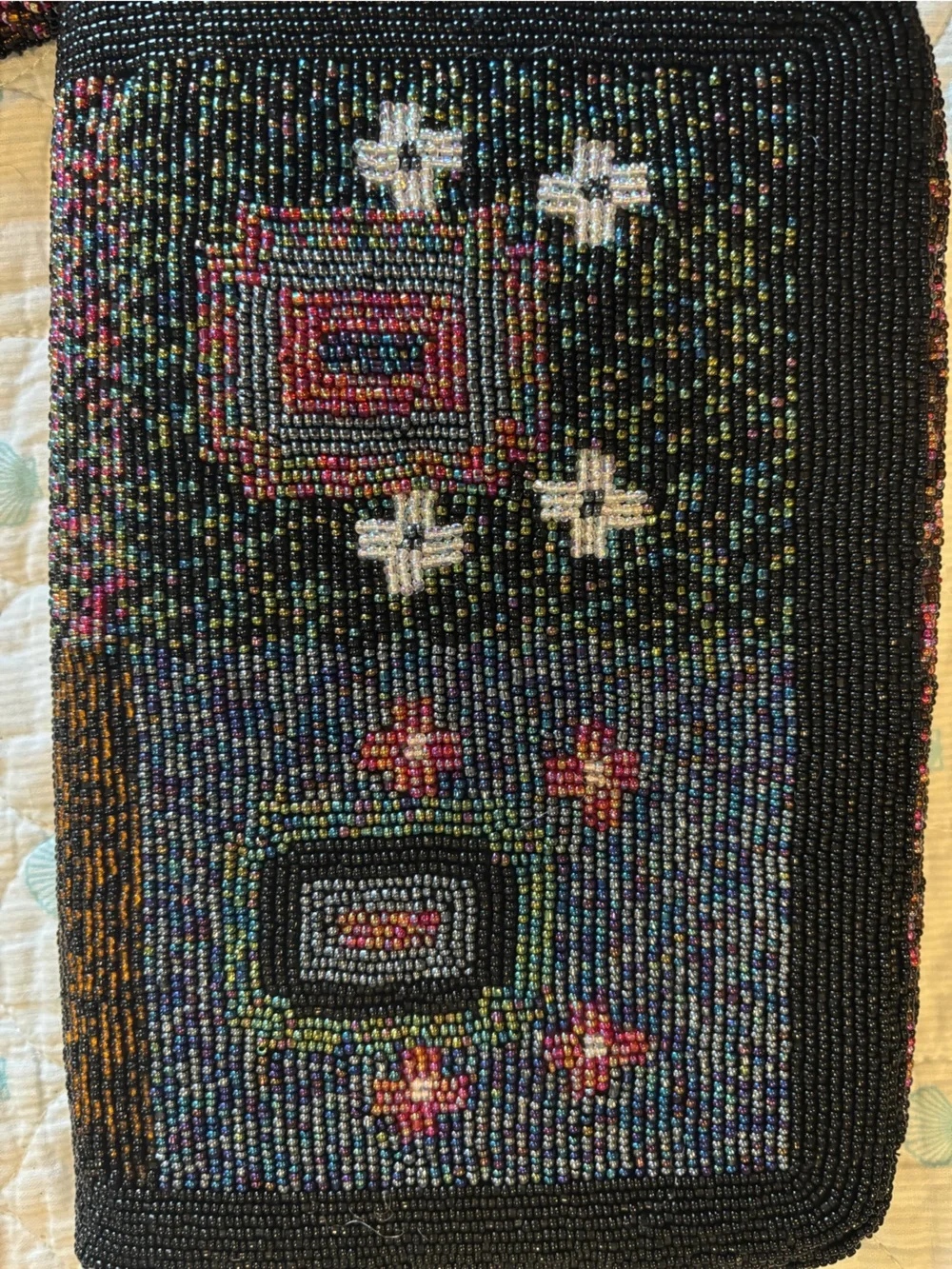 Vintage Beaded glam Wristlet Clutch Geometric Boho Festival Southwestern Bag